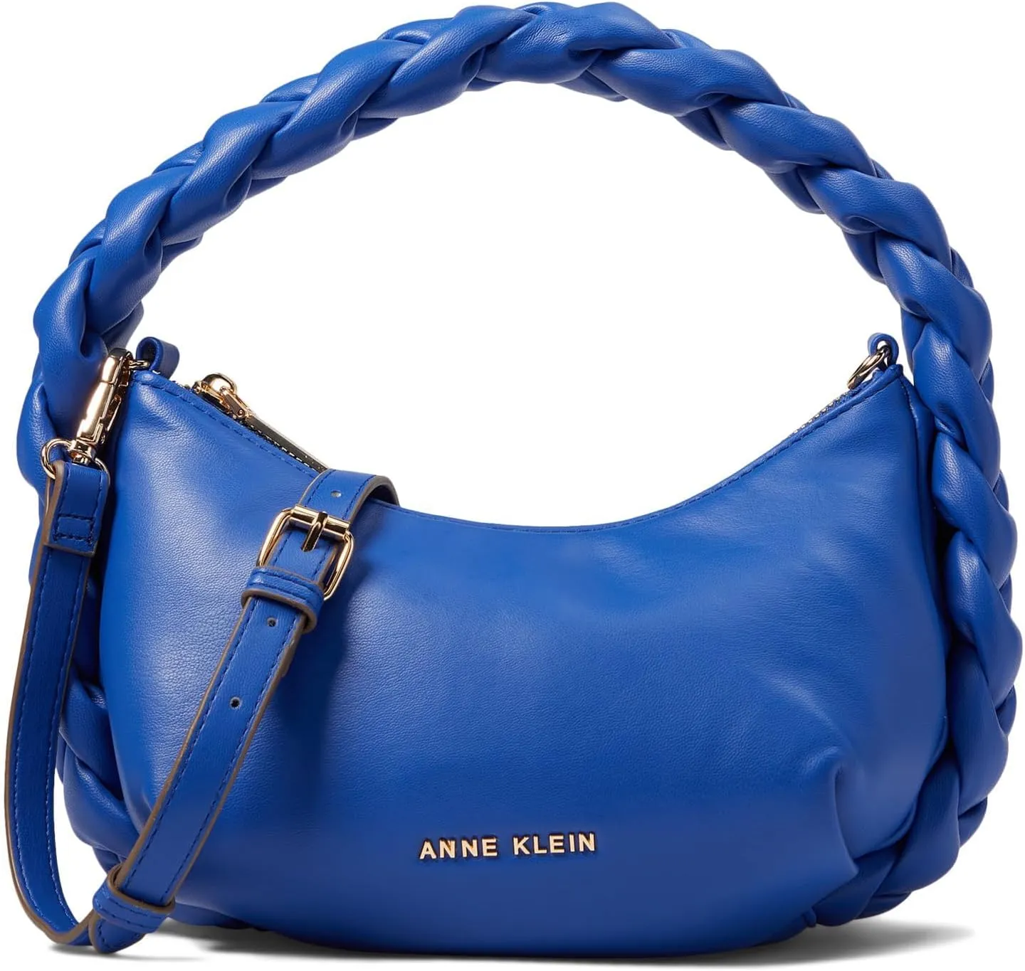 Anne Klein Convertible Crescent Shoulder Bag w/Braided Trim