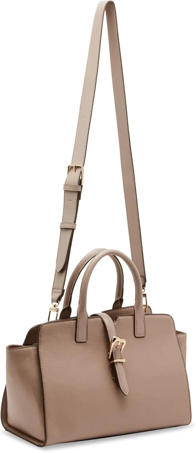 Anne Klein Sculpted Buckle Satchel with Convertible Strap