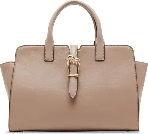 Anne Klein Sculpted Buckle Satchel with Convertible Strap