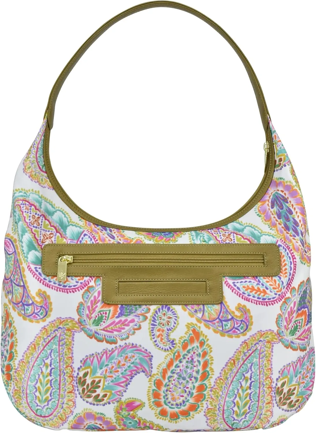 Anuschka Large Sling Hobo-Wanderlust Collection-Nylon Fabric with Leather Trim and Artwork Print