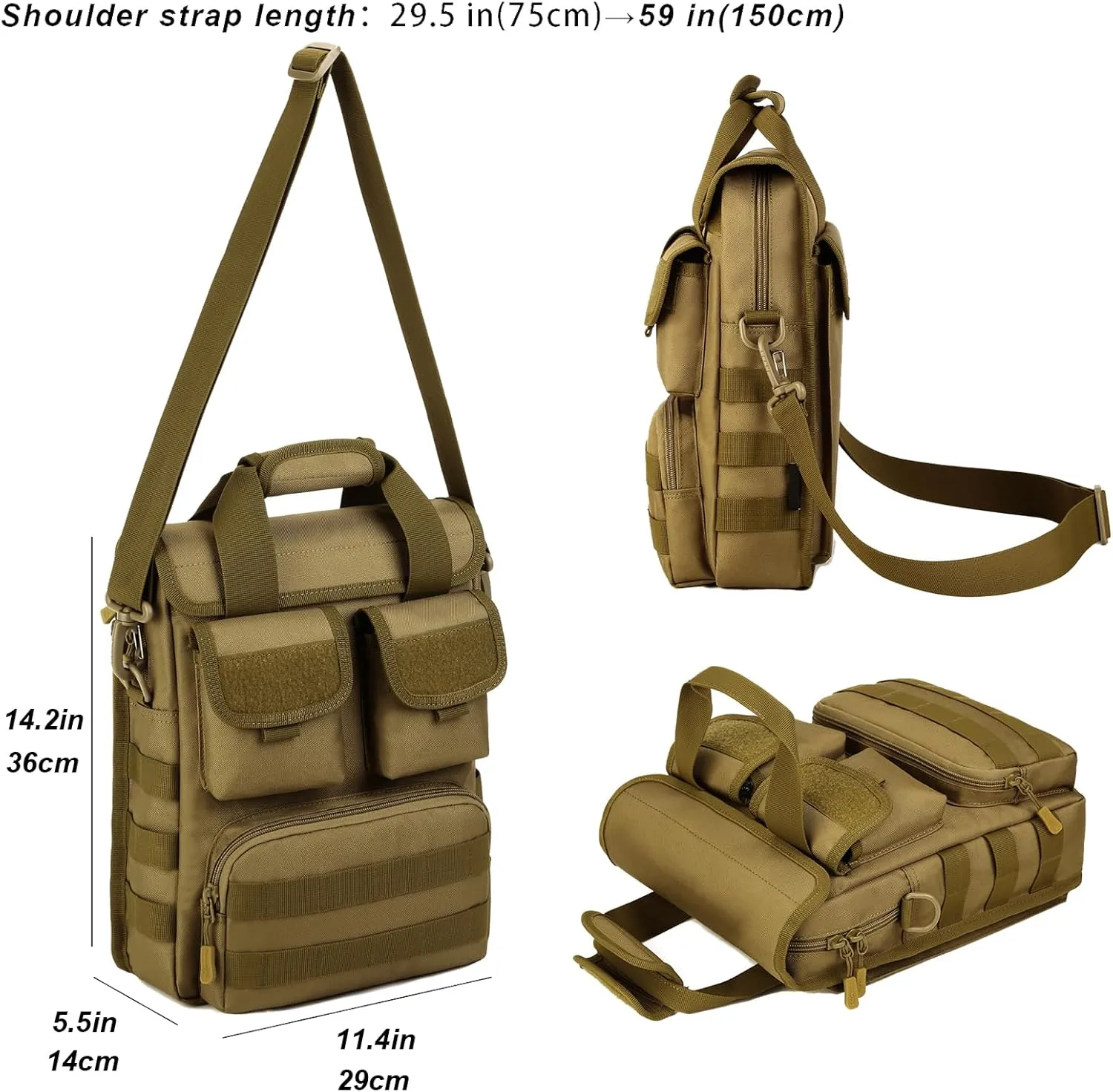 ArcEnCiel Tactical Messenger Bag Men MOLLE Sling Pack Briefcase Gear Handbags Utility Carry Satchel