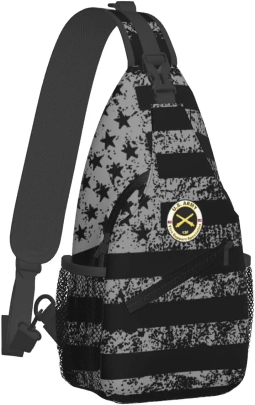 Army MOS 13F Fire Support Specialist Sling Bag for Men, Small Crossbody Sling Bags, Mini Water Resistant Shoulder Daypack for Travel, Anti Thief Chest Bag for Hiking