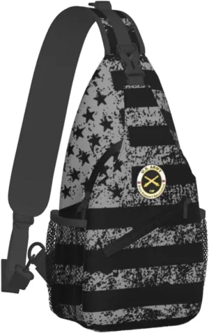 Army MOS 13F Fire Support Specialist Sling Bag for Men, Small Crossbody Sling Bags, Mini Water Resistant Shoulder Daypack for Travel, Anti Thief Chest Bag for Hiking