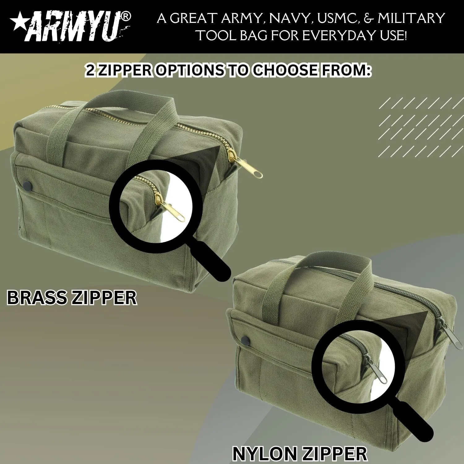 ARMYU Heavy Duty Small Tool Bag Tactical Cotton Canvas Mechanics Bag, 11" x 7" x 6", Black