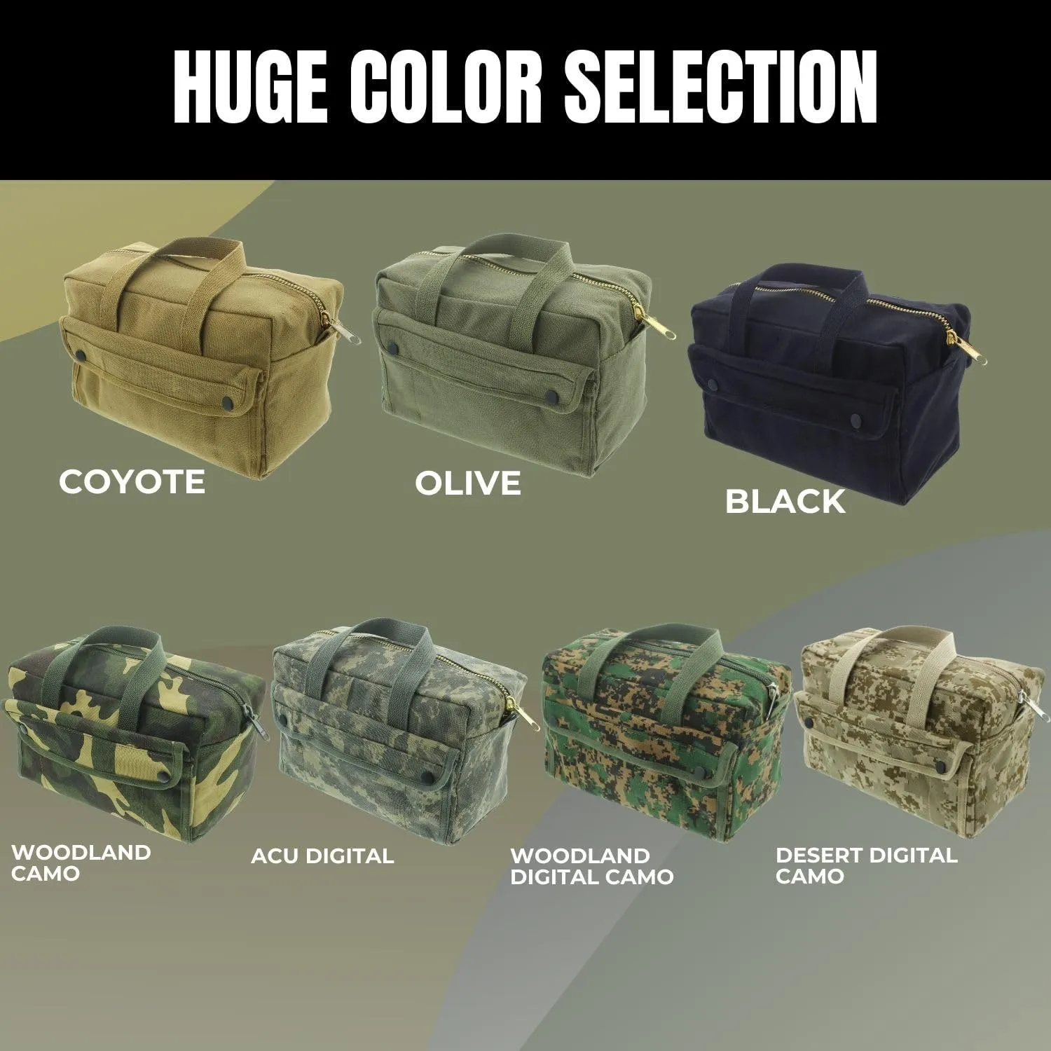 ARMYU Heavy Duty Small Tool Bag Tactical Cotton Canvas Mechanics Bag, 11" x 7" x 6", Black