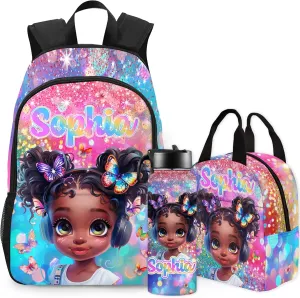 Artsadd Custom Kids Backpack with Name Personalized School Backpacks for Girls Boys Customized School Bookbag for Kids with Lunch Box Bookbag for Daughter Son Fashion Unique Gift for Kindergarten