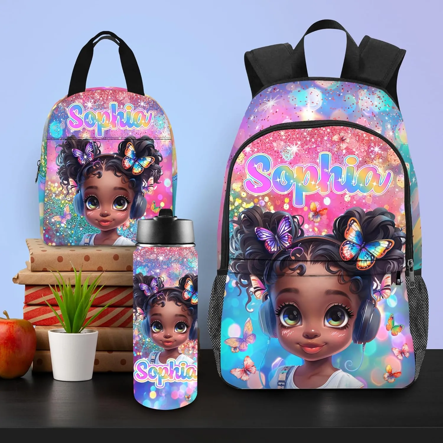 Artsadd Custom Kids Backpack with Name Personalized School Backpacks for Girls Boys Customized School Bookbag for Kids with Lunch Box Bookbag for Daughter Son Fashion Unique Gift for Kindergarten