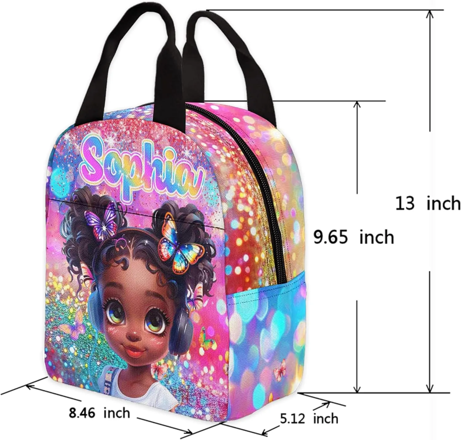 Artsadd Custom Kids Backpack with Name Personalized School Backpacks for Girls Boys Customized School Bookbag for Kids with Lunch Box Bookbag for Daughter Son Fashion Unique Gift for Kindergarten