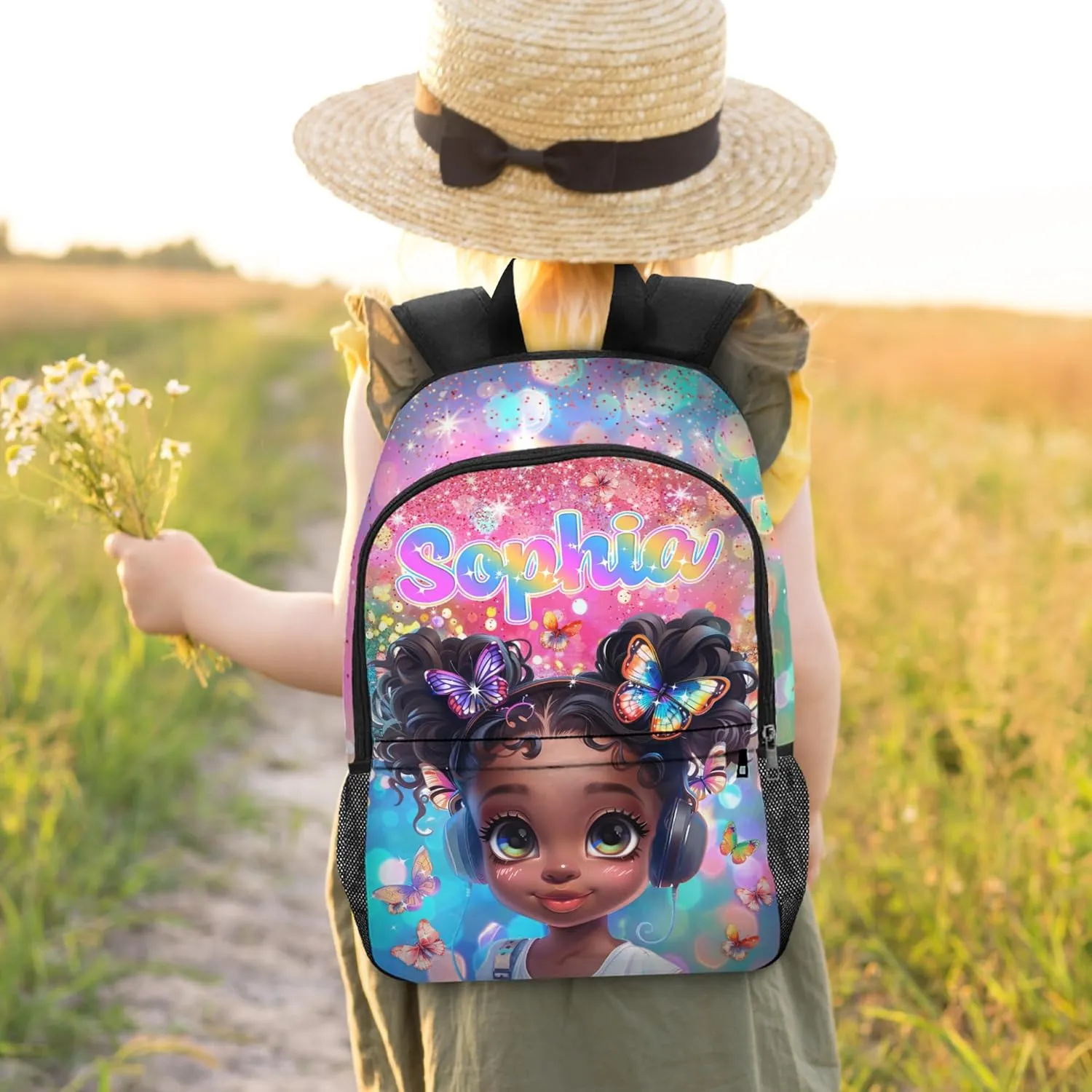 Artsadd Custom Kids Backpack with Name Personalized School Backpacks for Girls Boys Customized School Bookbag for Kids with Lunch Box Bookbag for Daughter Son Fashion Unique Gift for Kindergarten