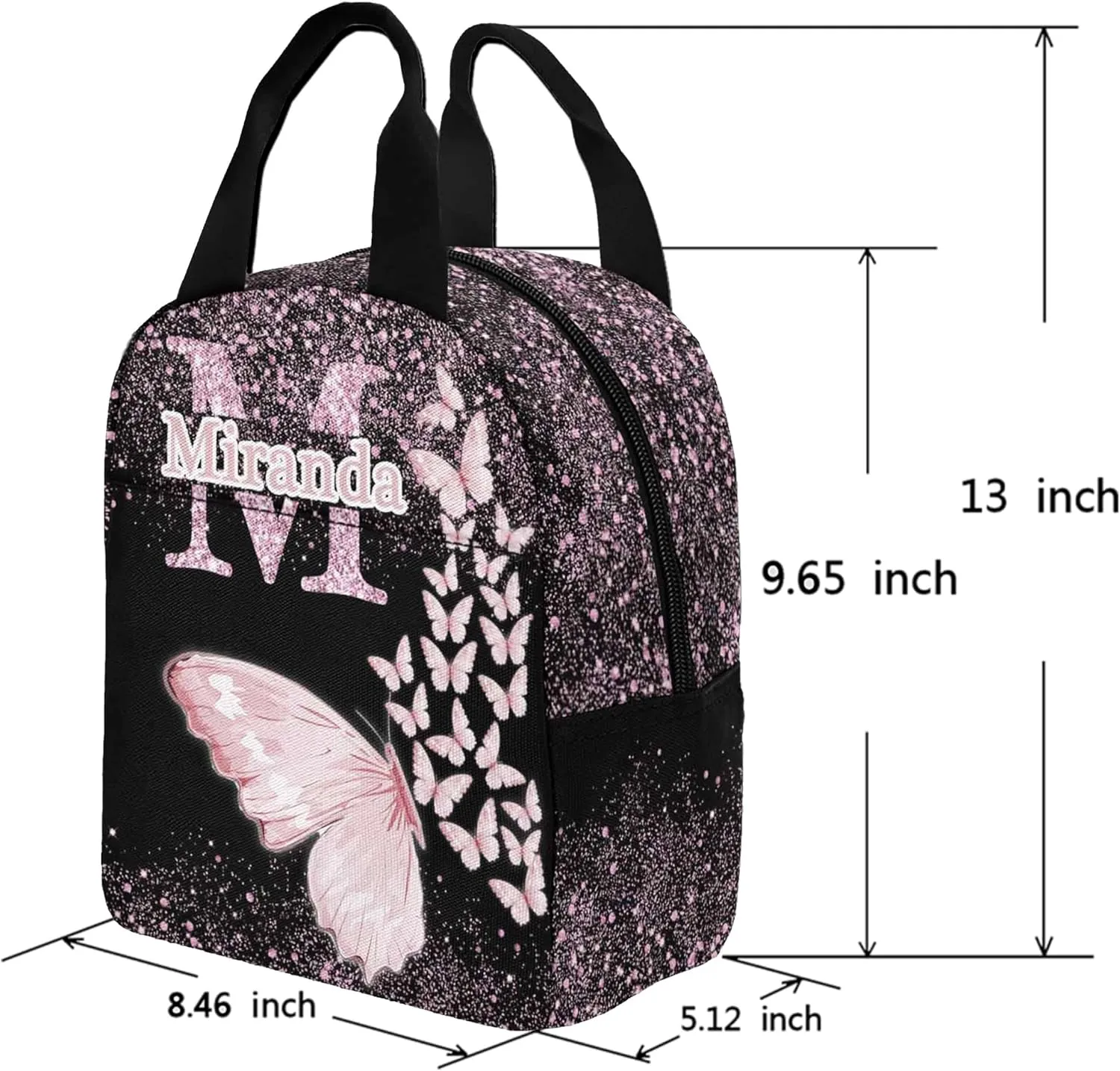 Artsadd Personalized Backpack for Girls Custom Kids Backpacks with Lunch Box Customized Name School Bookbag Shoulders Back to School Gifts for Daughter Fashion Unique Gift for Kindergarten