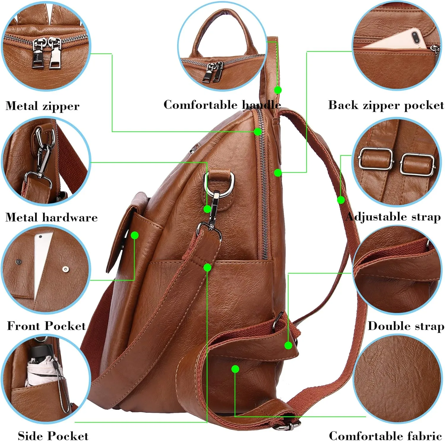 ASDSSRY Women Fashion Backpack Purse Waterproof Bookbags Travel Shopping Rucksack Convertible Ladies Shoulder Bag