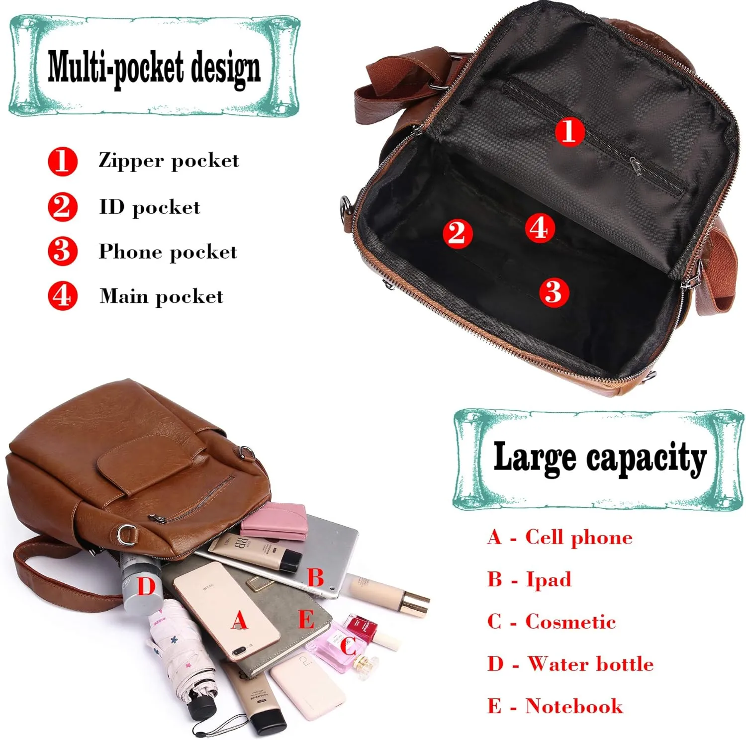 ASDSSRY Women Fashion Backpack Purse Waterproof Bookbags Travel Shopping Rucksack Convertible Ladies Shoulder Bag