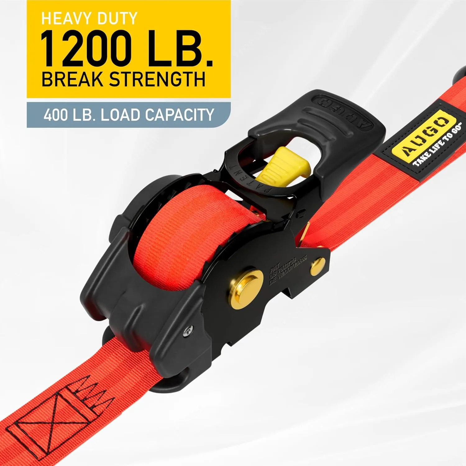 AUGO Retractable Ratchet Straps | 4 Heavy Duty Ratchet Straps Self Retractable Tie Downs with Soft Loops & Storage Bag for Motorcycle, Truck, Trailer, Cargo Van | 1200 Lb Break Strength 1” x 10’