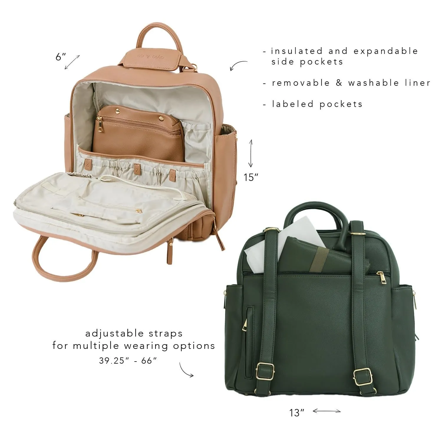 Ayla & Co Full-Size Diaper Bag Backpack, Baby Essentials Cross-Body Changing Bag for Baby Girl/Boy Convertible Straps Portable Tote Bag, Baby Changing Pad, Insulated Pockets & Pouch, Peacock