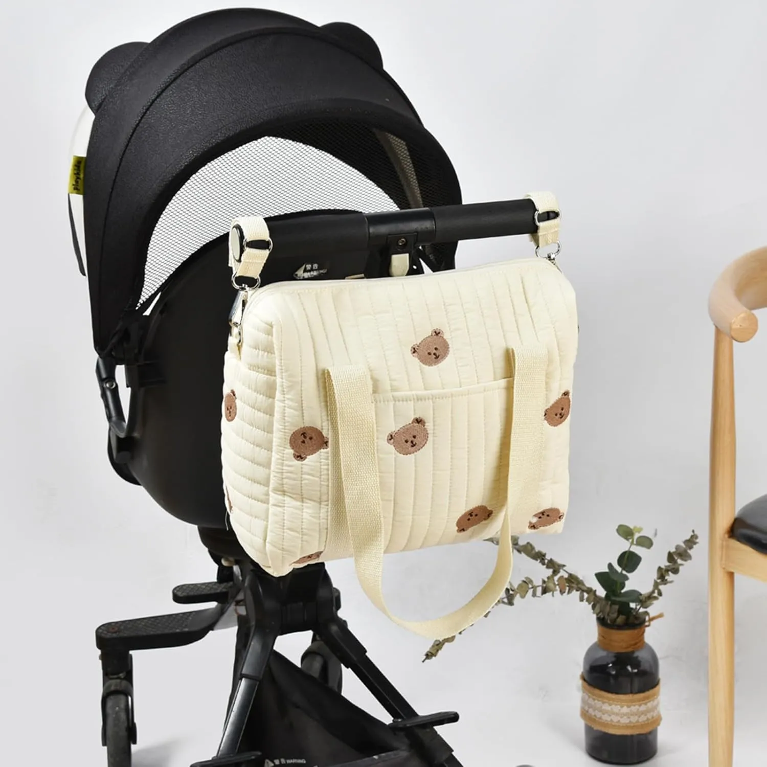 Baby Diaper Tote Bag Stroller Storage Bag Infant Carriages Diaper Organizer Pouches Handbag Embroidered Mommy Bag