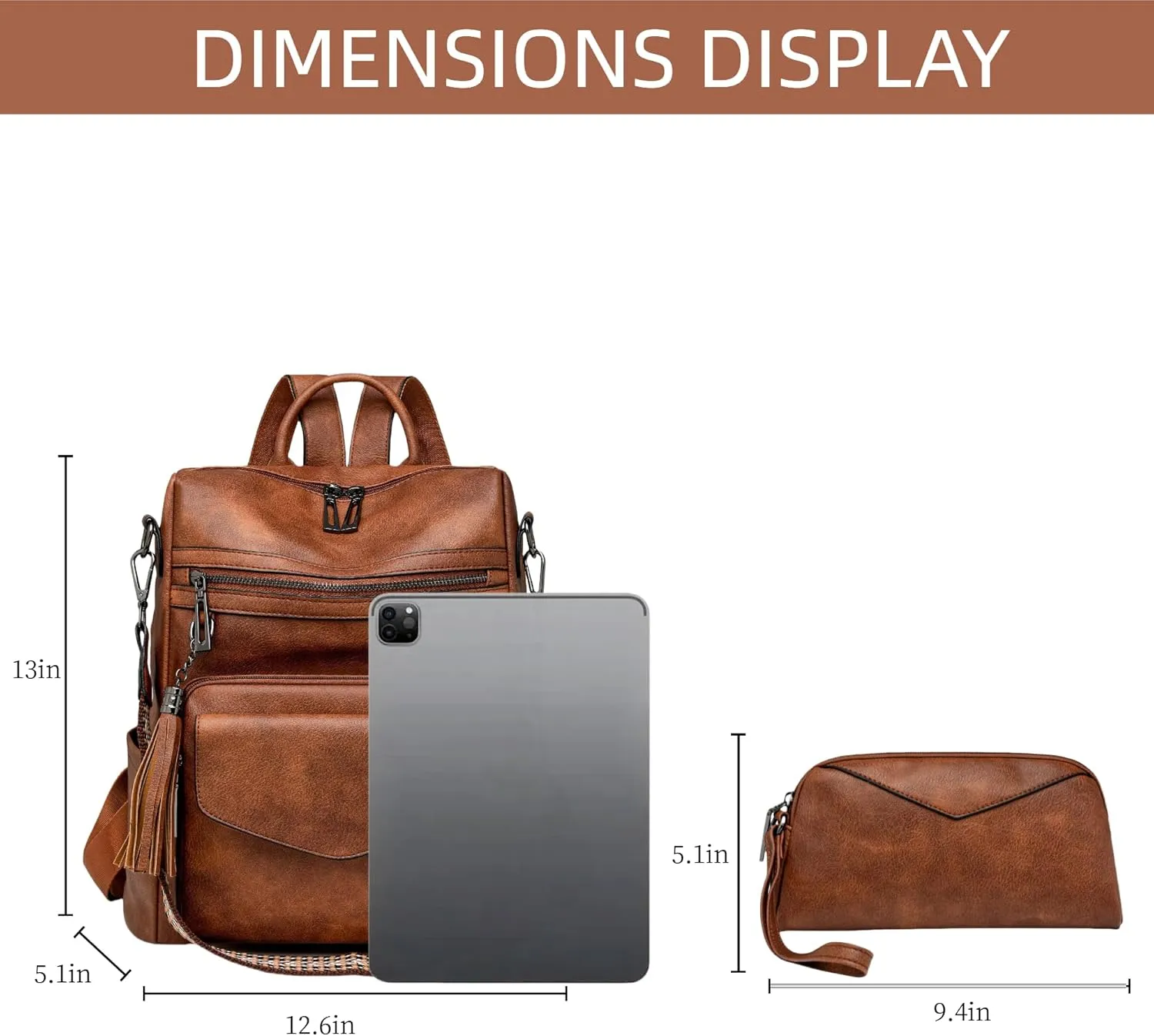 Backpack Purse for Women Fashion Designer Backpack Ladies Travel Convertible Shoulder Bags (Black)