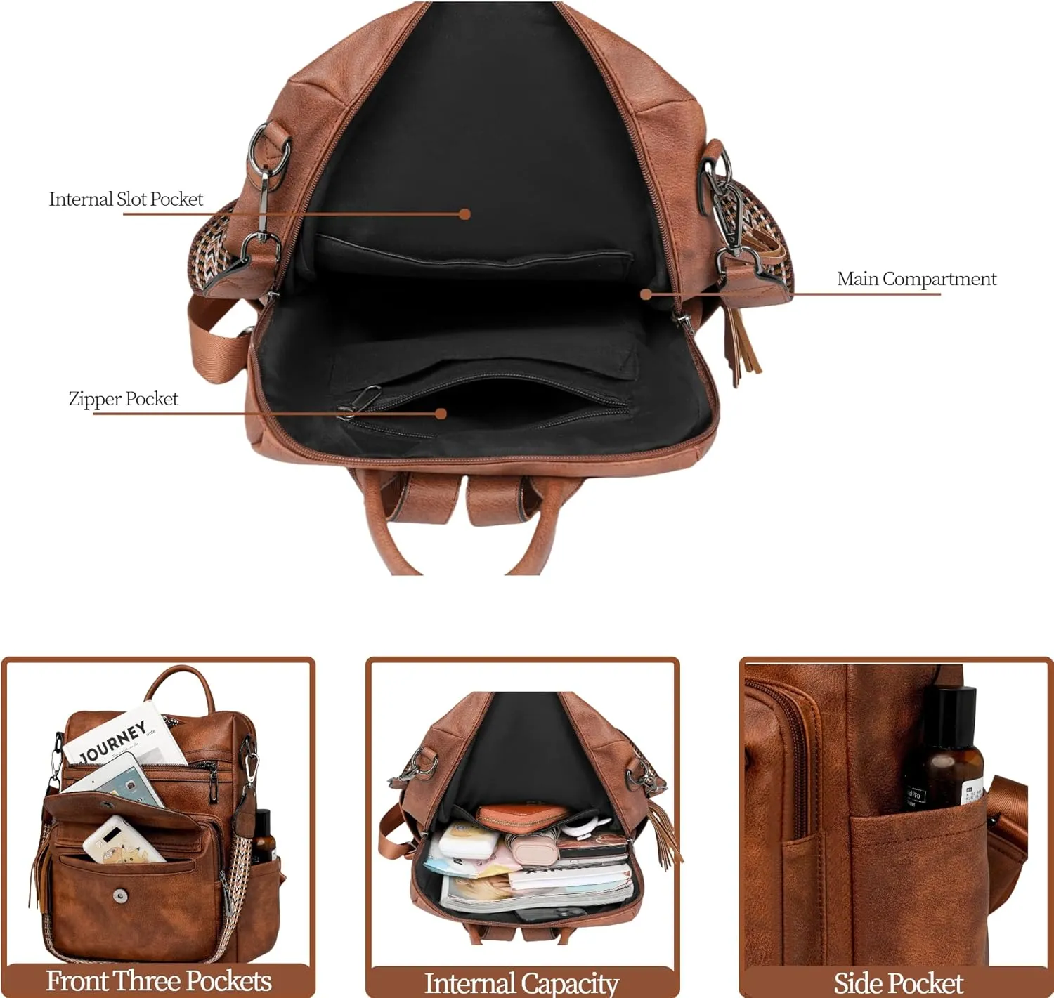 Backpack Purse for Women Fashion Designer Backpack Ladies Travel Convertible Shoulder Bags (Black)