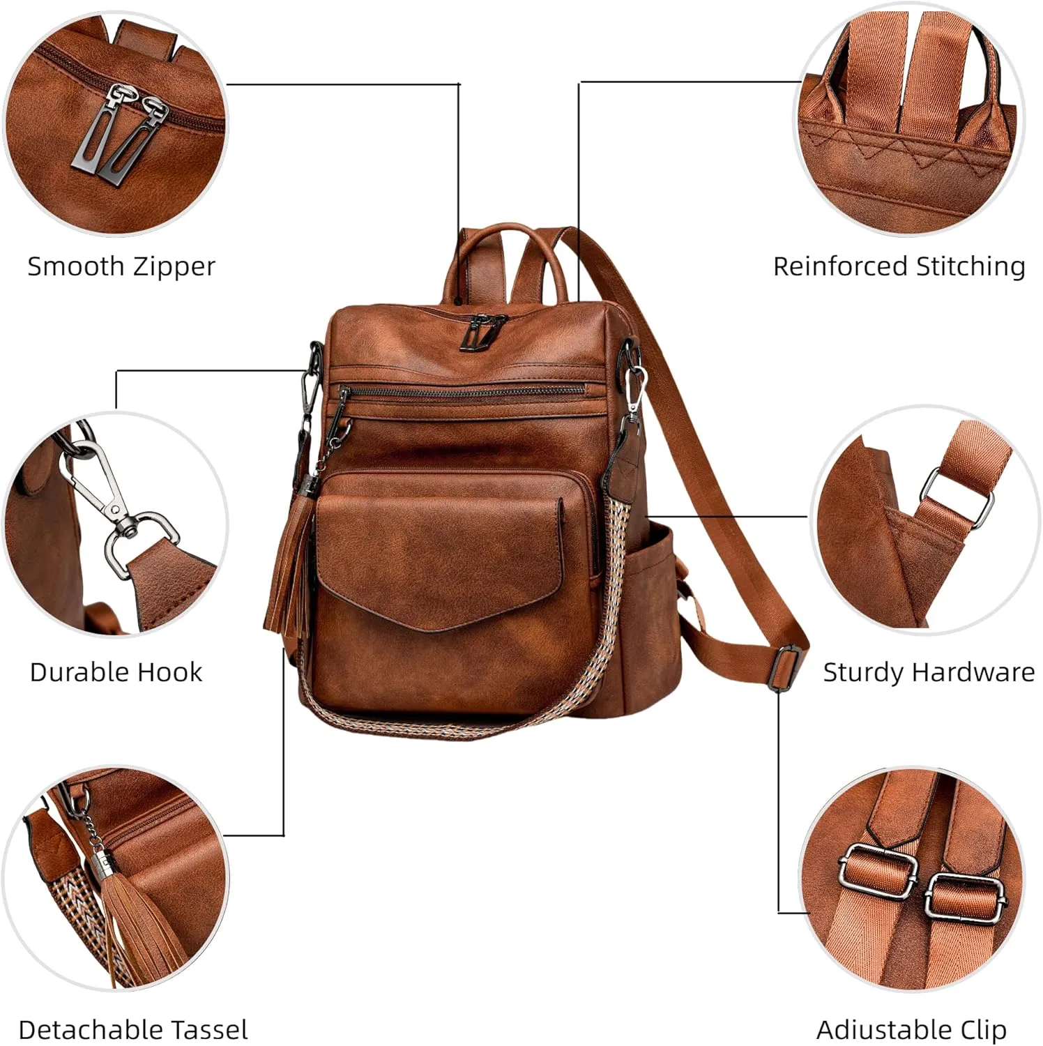 Backpack Purse for Women Fashion Designer Backpack Ladies Travel Convertible Shoulder Bags (White)