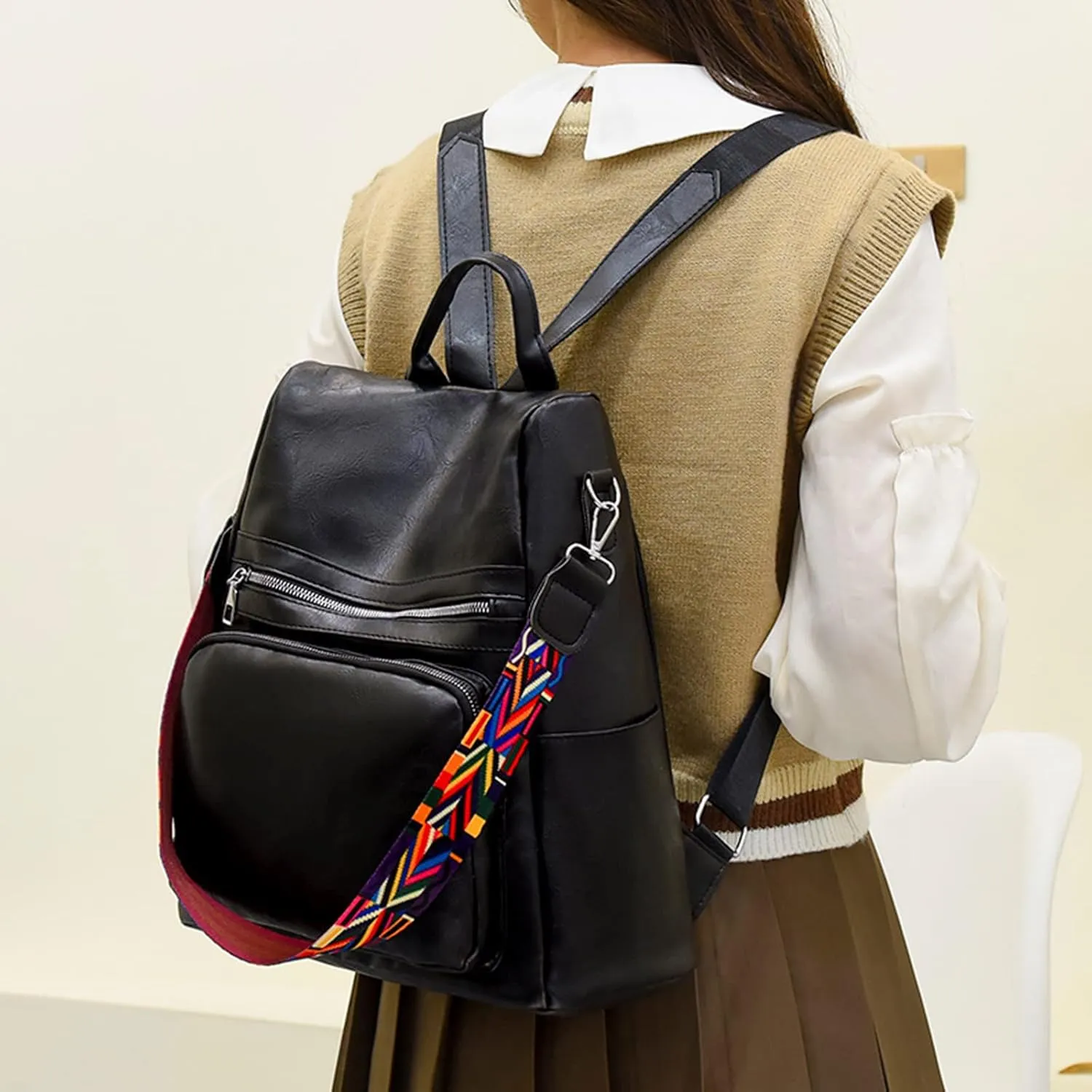 Backpack Purse for Women Fashion PU Leather Travel Large Ladies Shoulder Bag