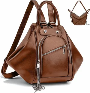 Backpack Purse for Women Large Womens Backpack PU Leather 3 in 1 Designer Travel Tote Handbag Convertible Backpack Purse Ladies Shoulder Bags with Tassel for Work College Travel