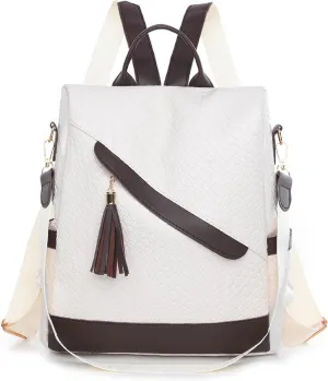 Backpack Purse for Women Leather Anti-theft Shoulder Bags Fashion Convertible Lightweight Travel Bag Women's Handbag (white)