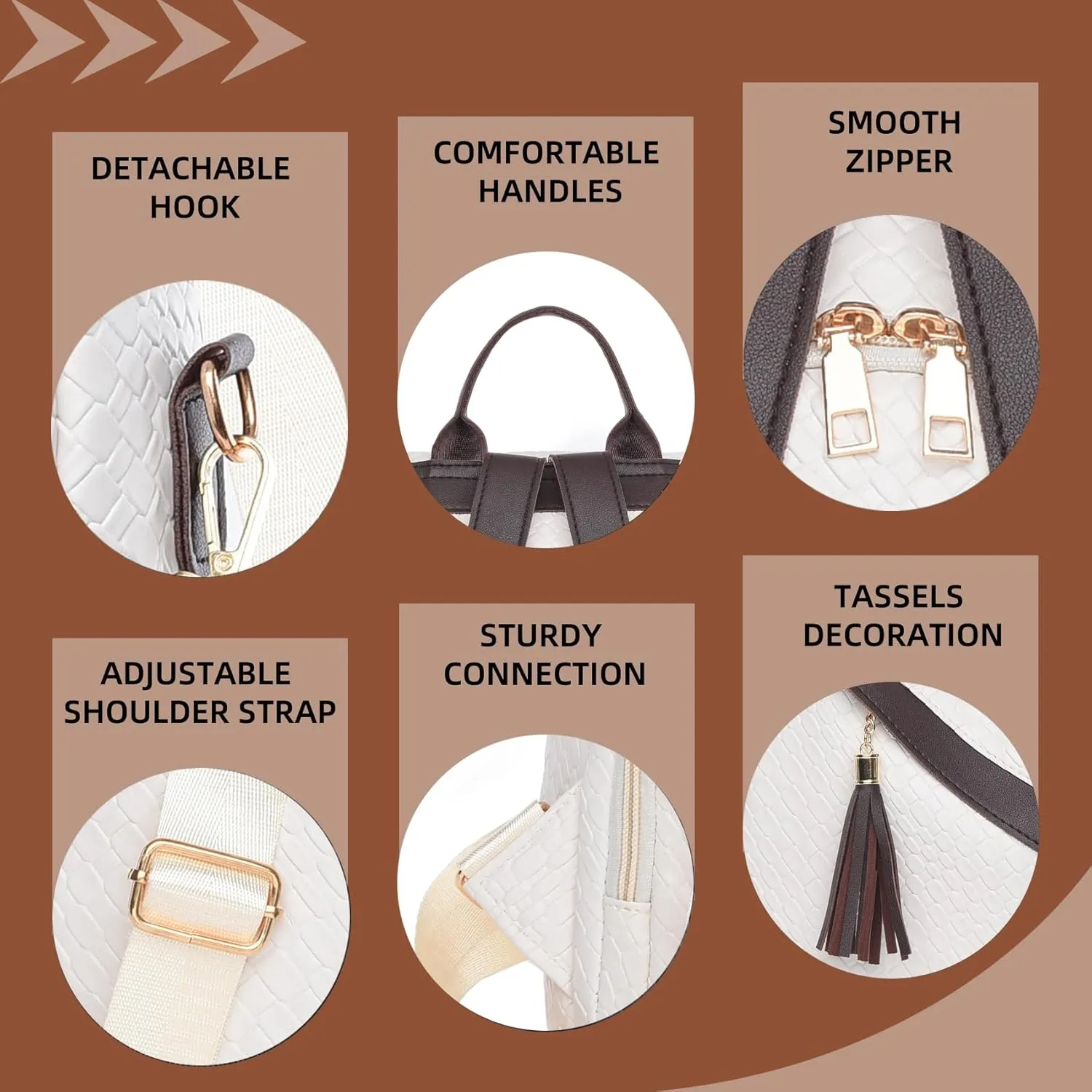 Backpack Purse for Women Leather Anti-theft Shoulder Bags Fashion Convertible Lightweight Travel Bag Women's Handbag (white)