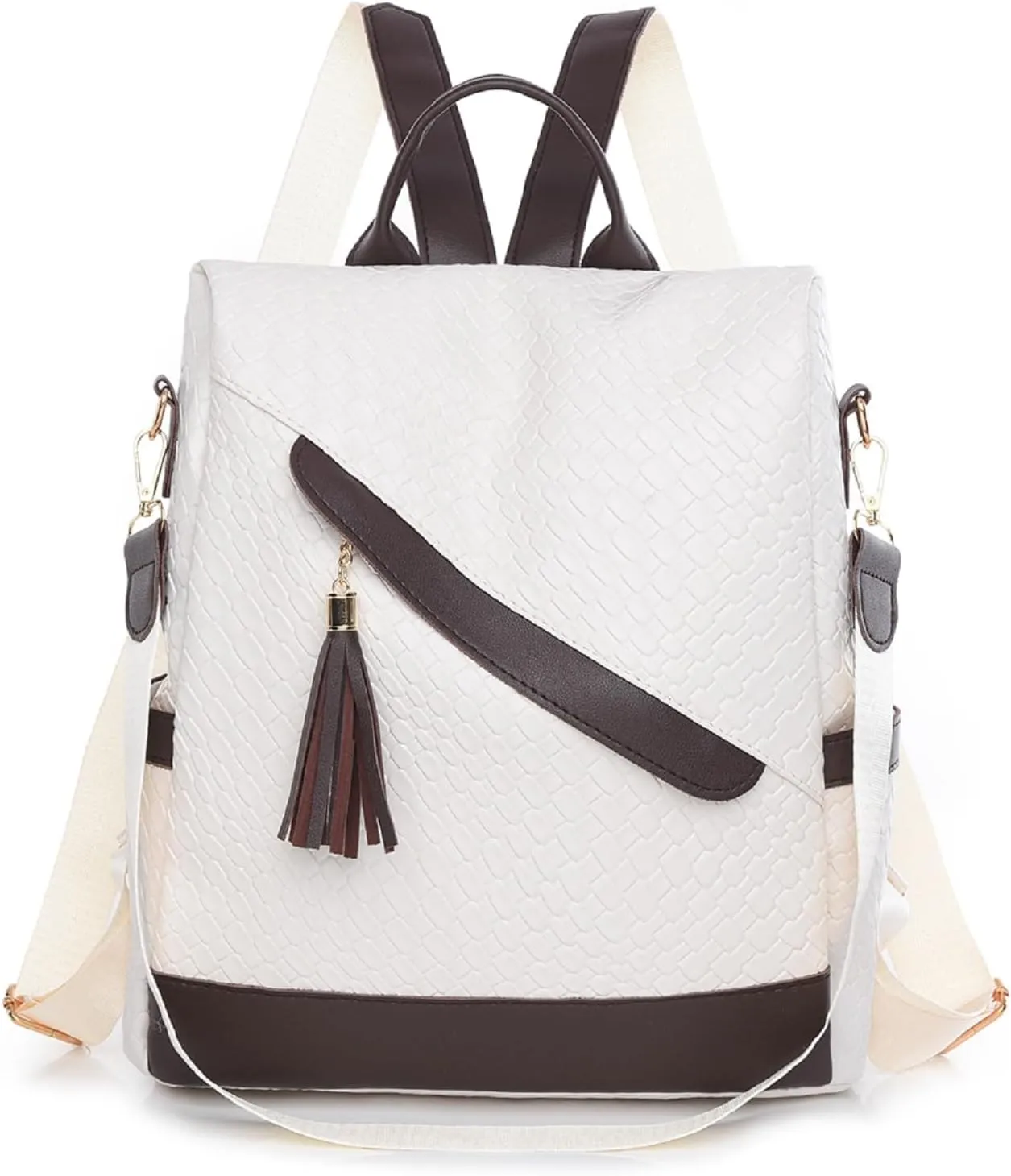 Backpack Purse for Women Leather Anti-theft Shoulder Bags Fashion Convertible Lightweight Travel Bag Women's Handbag (white)