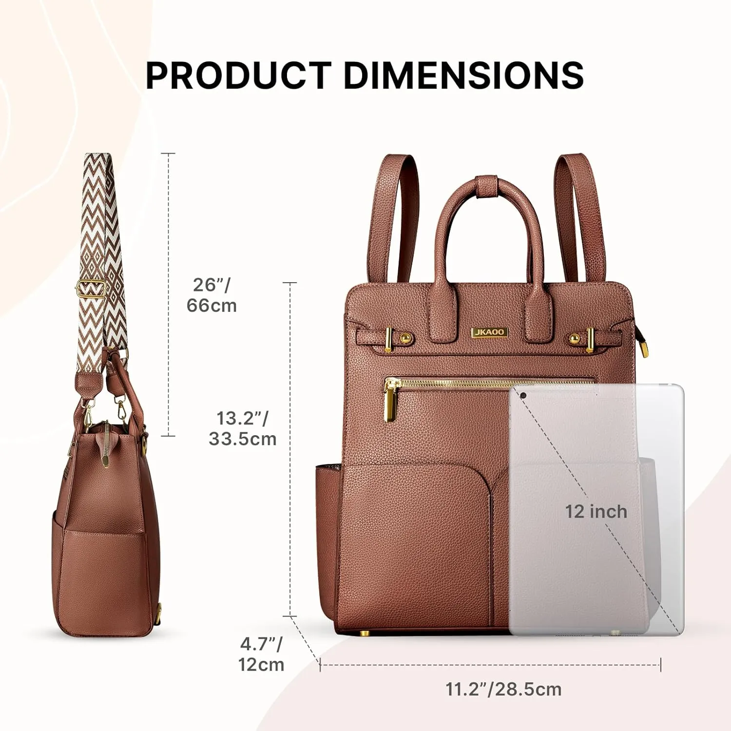 Backpack Purse for Women PU Leather Travel Backpack, 4 in 1 Designer Convertible Backpack Purse with Removable Strap (Brown)