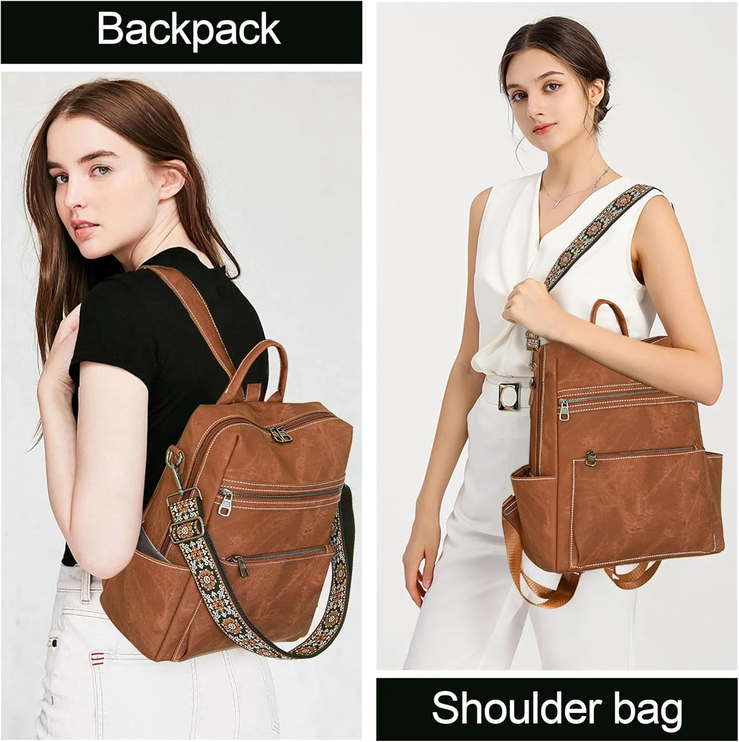 Backpack Purse for Women Pu Leather Travel Backpack Fashion Designer Shoulder Bag Ladies Convertible Handbags