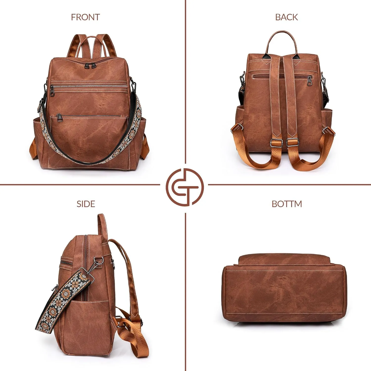 Backpack Purse for Women Pu Leather Travel Backpack Fashion Designer Shoulder Bag Ladies Convertible Handbags