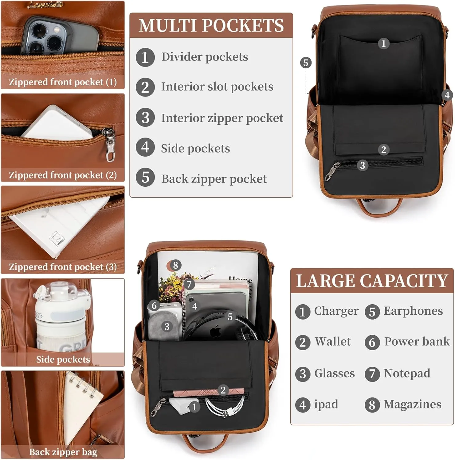 Backpack Purse for Women Travel Convertible Shoulder Tassel Bag Ladies Work Travel Handbags