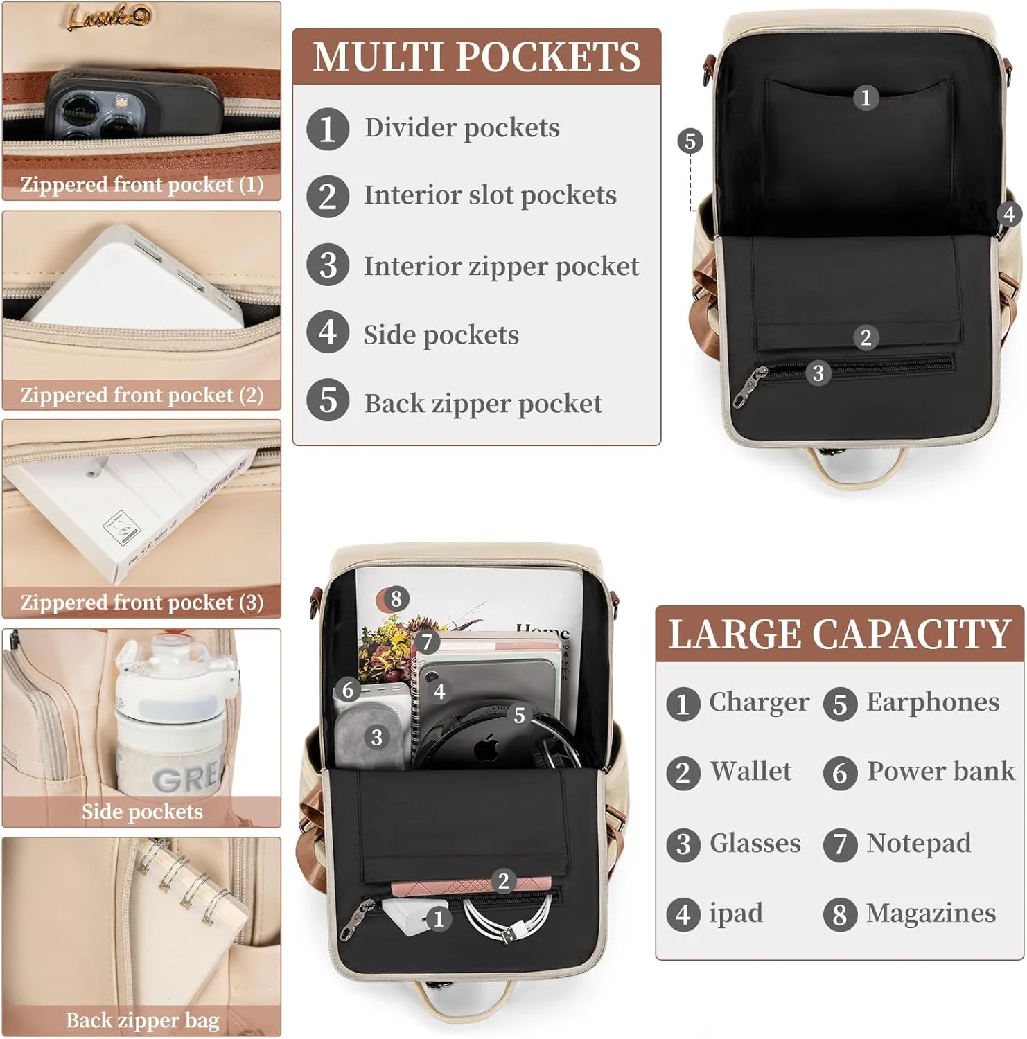 Backpack Purse for Women Travel Convertible Shoulder Tassel Bag Ladies Work Travel Handbags