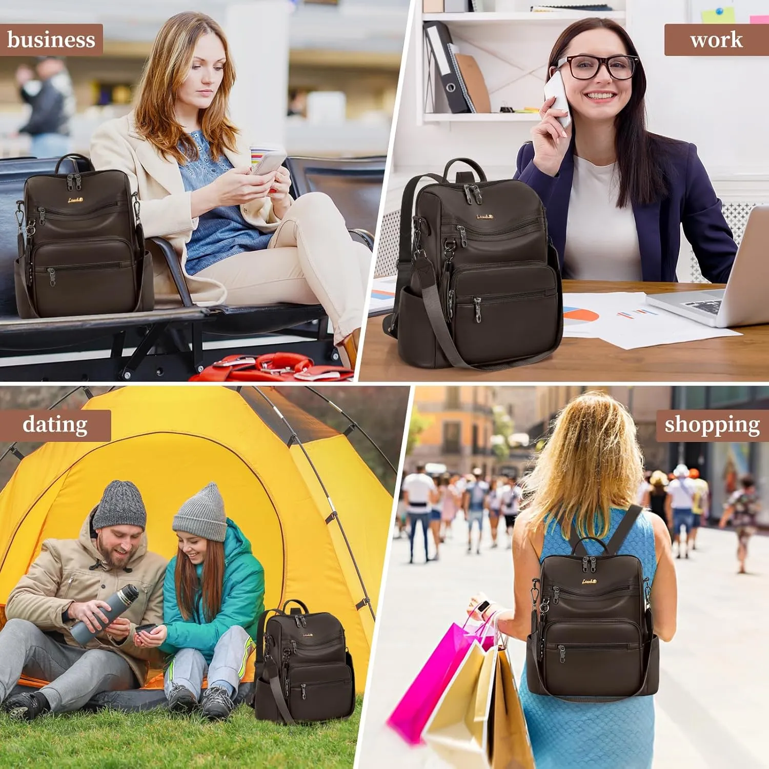 Backpack Purse for Women Travel Convertible Shoulder Tassel Bag Ladies Work Travel Handbags