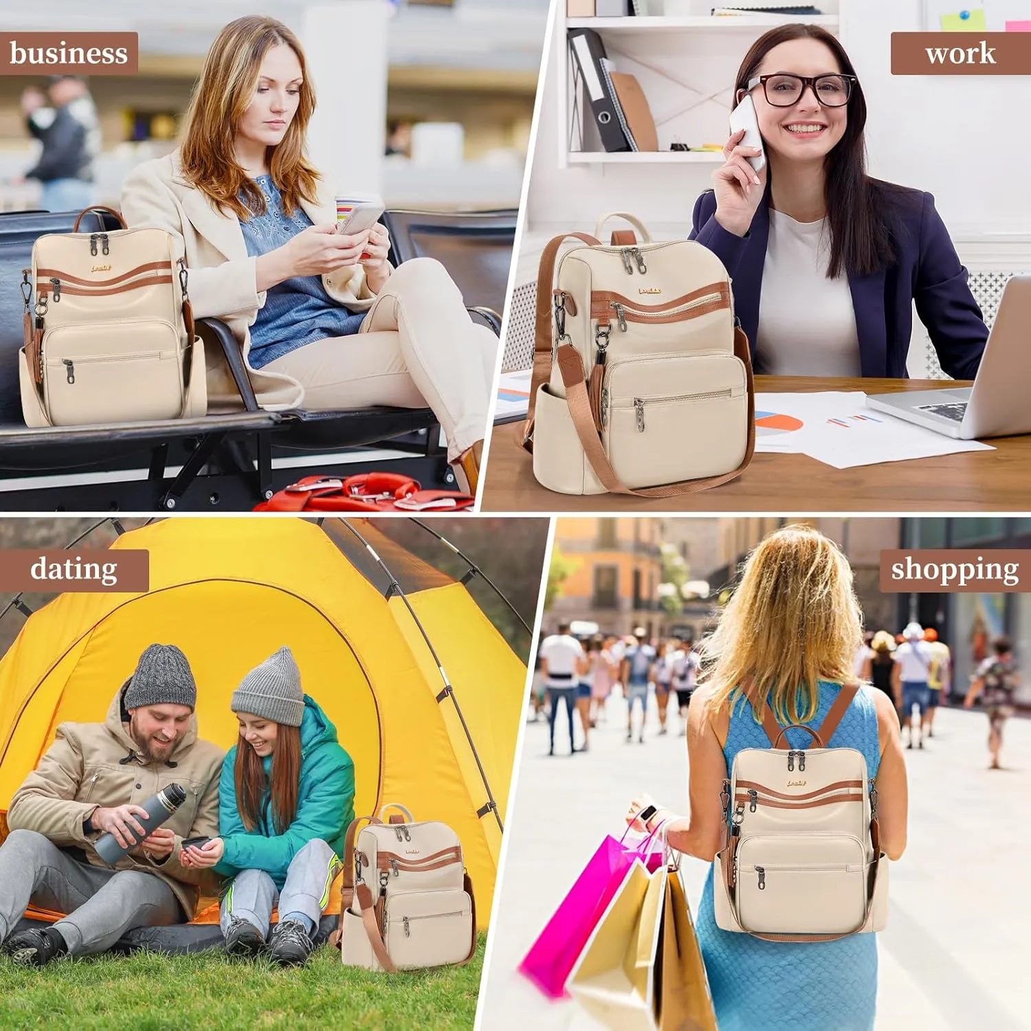 Backpack Purse for Women Travel Convertible Shoulder Tassel Bag Ladies Work Travel Handbags