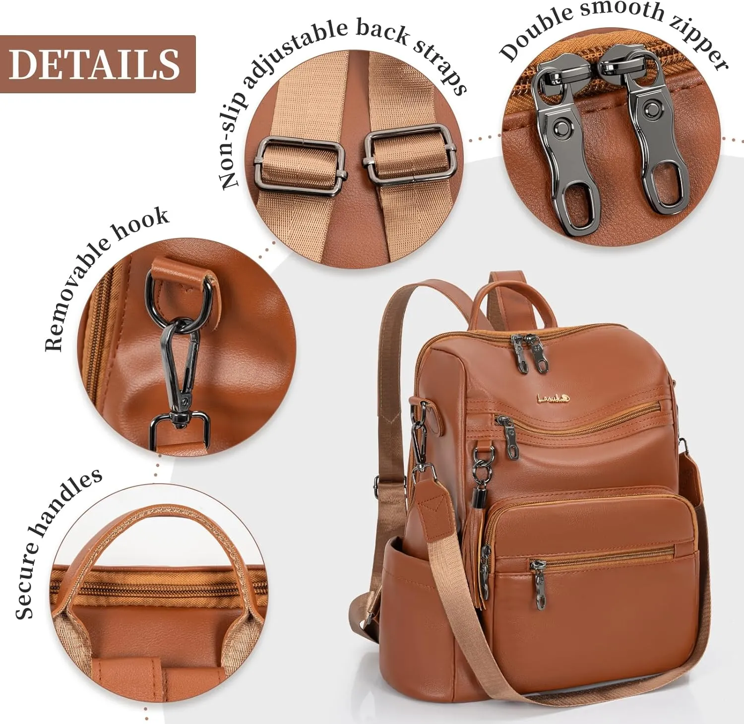 Backpack Purse for Women Travel Convertible Shoulder Tassel Bag Ladies Work Travel Handbags
