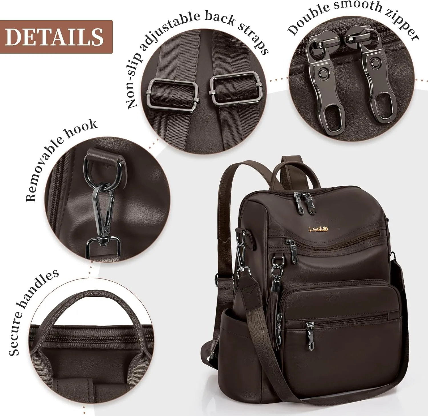 Backpack Purse for Women Travel Convertible Shoulder Tassel Bag Ladies Work Travel Handbags