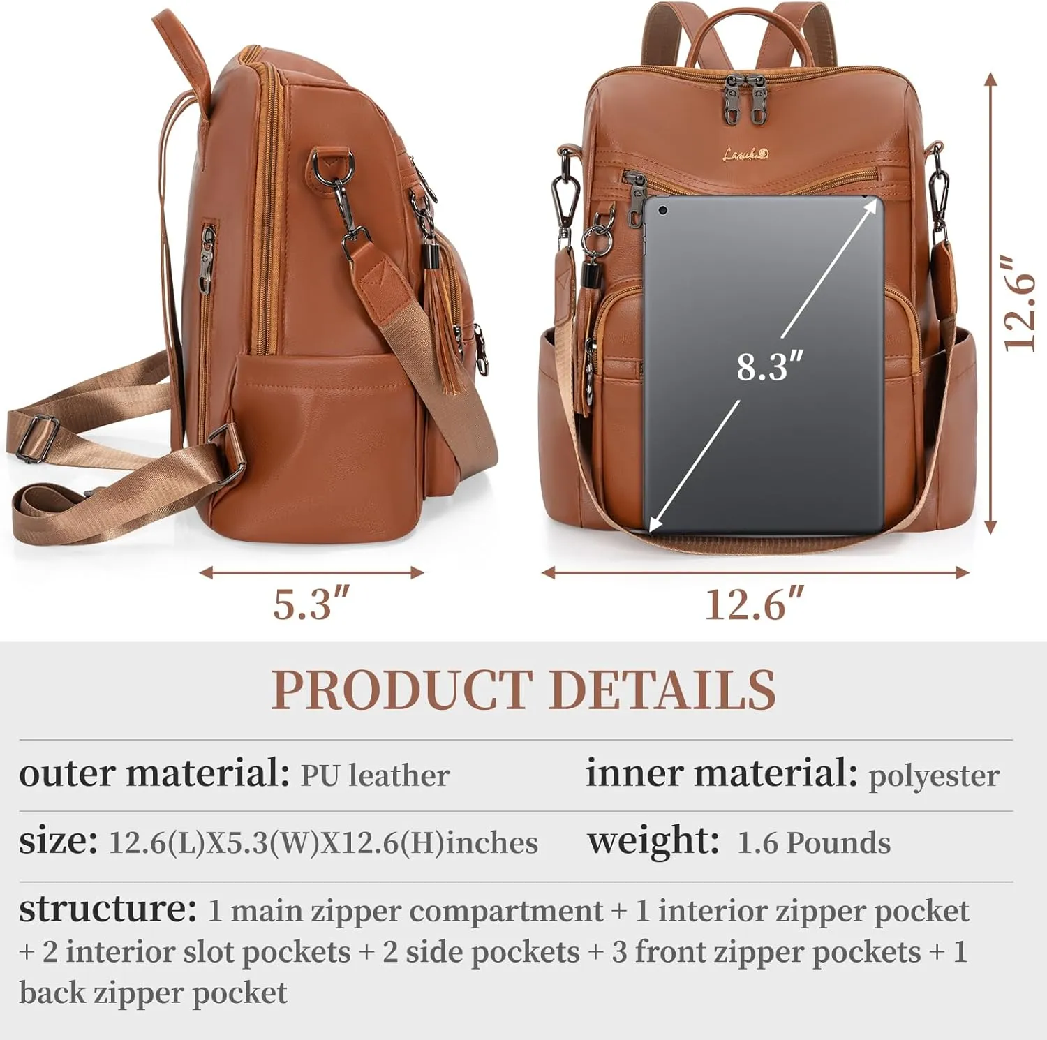 Backpack Purse for Women Travel Convertible Shoulder Tassel Bag Ladies Work Travel Handbags