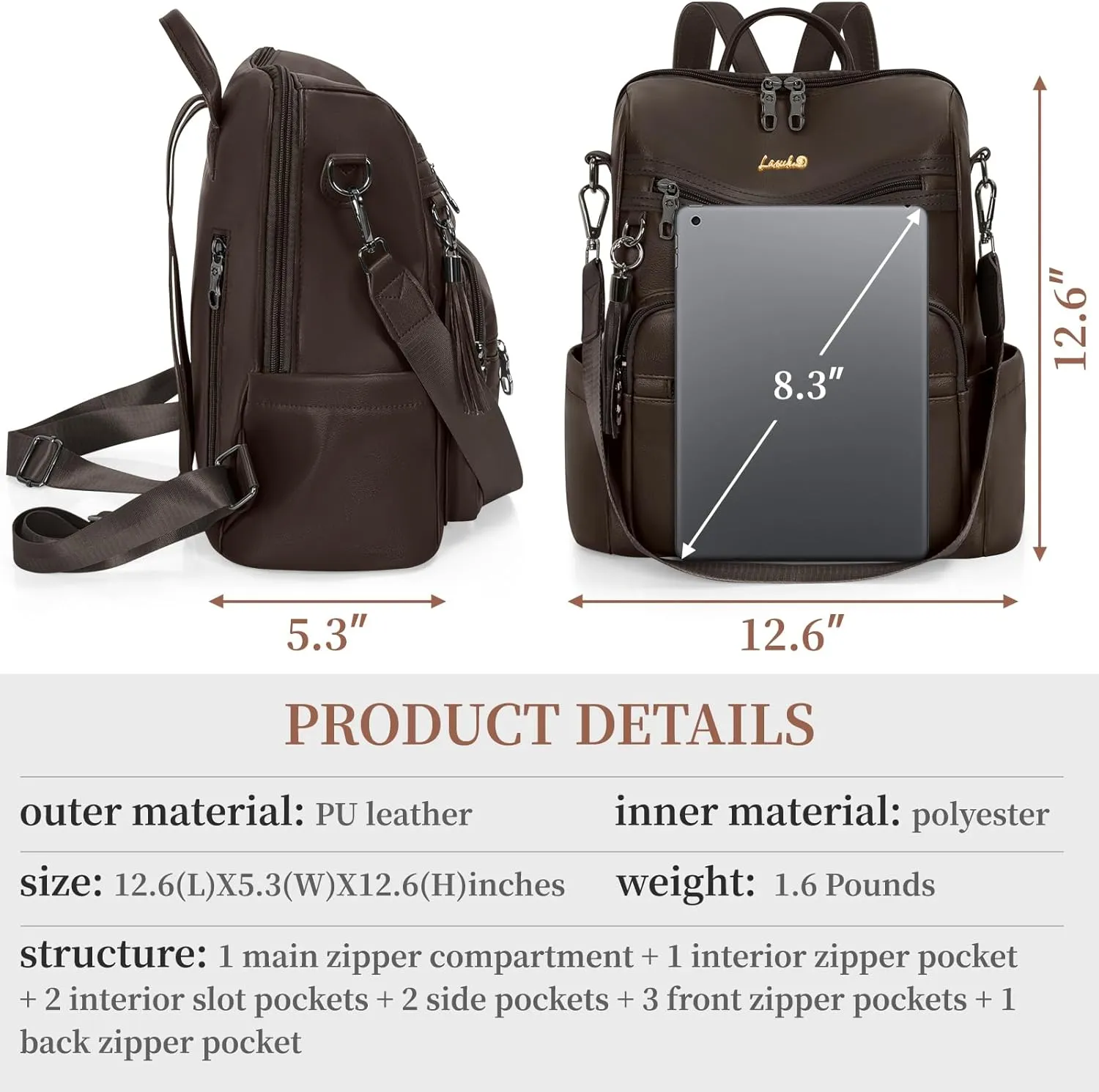 Backpack Purse for Women Travel Convertible Shoulder Tassel Bag Ladies Work Travel Handbags