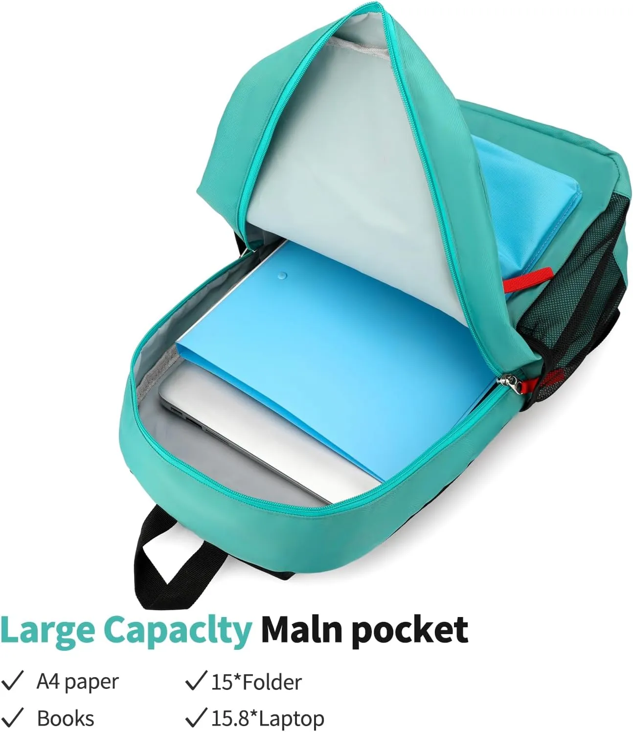 Backpack Set for Girls Boy Kids Backpack with Lunch Box for Elementary Primary Kindergarten School Bag (Lake Green Blue Set, Large)