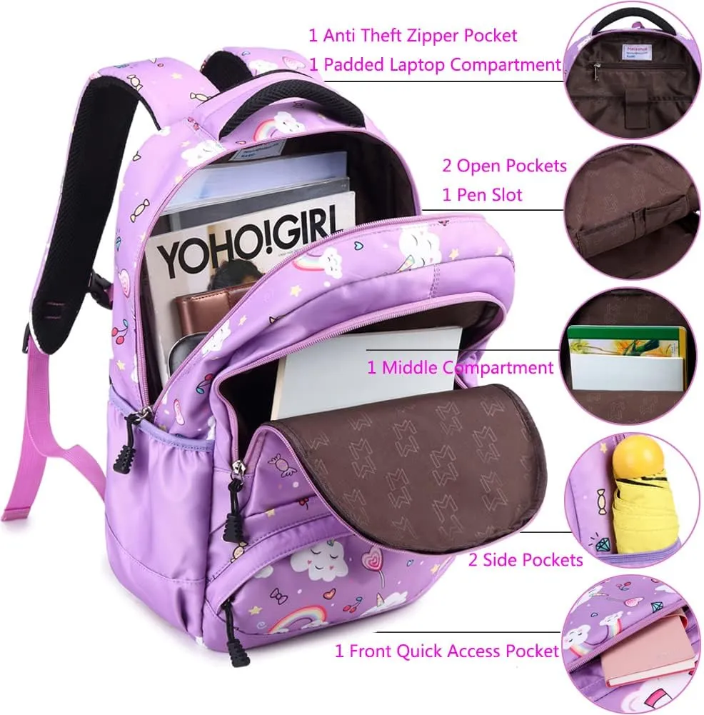 Backpack Unicorn for Girls School Preschool Backpack for Girls 3 IN 1 School Bookpack Set with Lunch Bag Pencil Bag