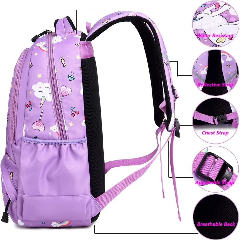 Backpack Unicorn for Girls School Preschool Backpack for Girls 3 IN 1 School Bookpack Set with Lunch Bag Pencil Bag
