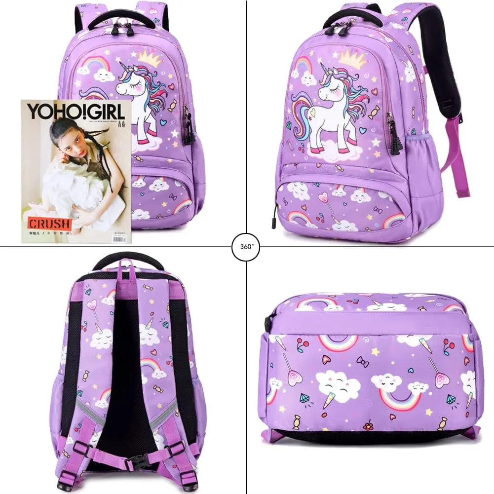 Backpack Unicorn for Girls School Preschool Backpack for Girls 3 IN 1 School Bookpack Set with Lunch Bag Pencil Bag