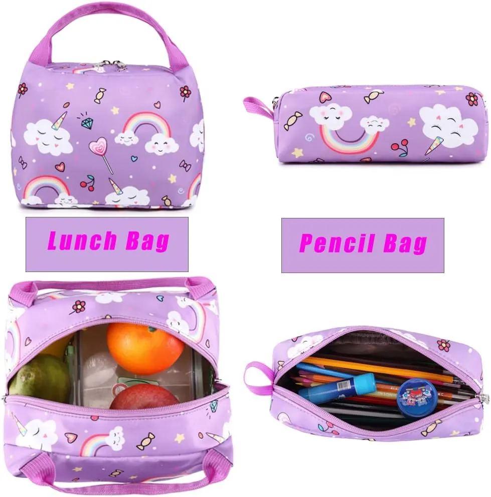 Backpack Unicorn for Girls School Preschool Backpack for Girls 3 IN 1 School Bookpack Set with Lunch Bag Pencil Bag
