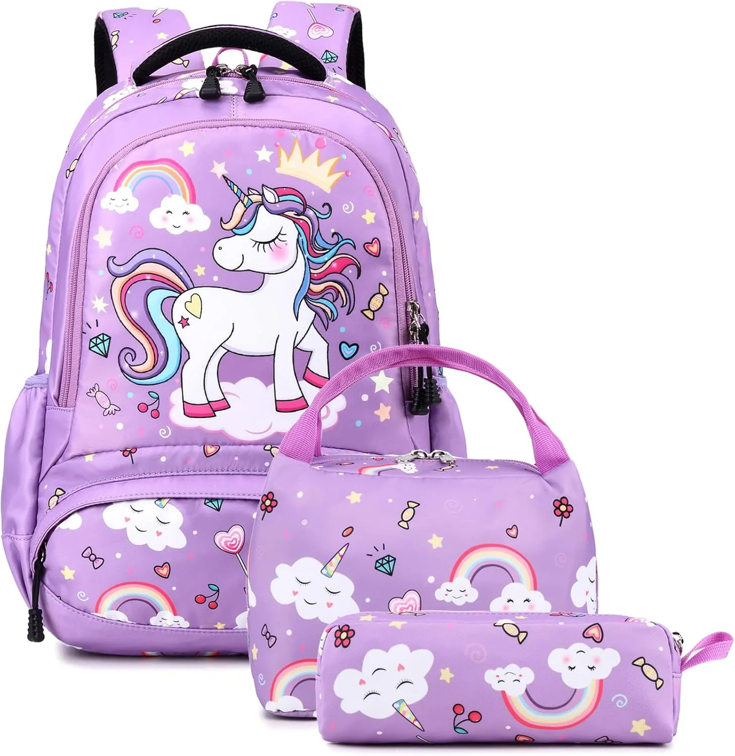 Backpack Unicorn for Girls School Preschool Backpack for Girls 3 IN 1 School Bookpack Set with Lunch Bag Pencil Bag