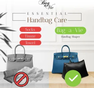 Bag-a-Vie Purse Shaper Pillow Insert - Black - Luxury Handbag Shaper Insert for Women's Purses - Handbag Custom Pillow Purse Accessories for Birkin 25