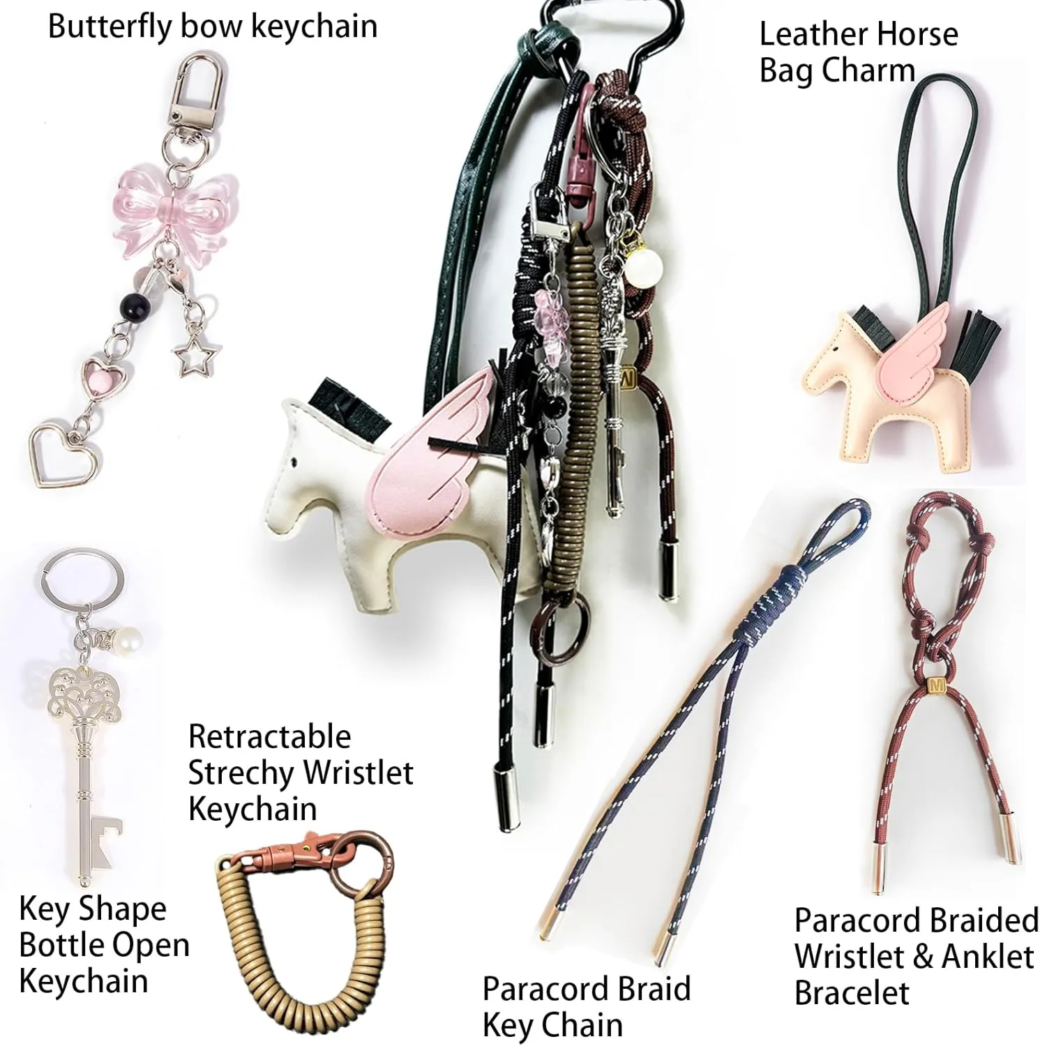 Bag Charms Purse Charm for Handbags Bogg Bags, Cute Keychain Bag Accessories Miltiple Key Chain for Women Girl