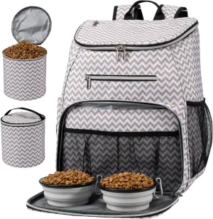 BAGLHER Dog Travel Bag Backpack, Airline Approved Pet Supplies Backpack, Dog Travel Backpack with 2 Silicone Collapsible Bowls and 2 Food Baskets BLW