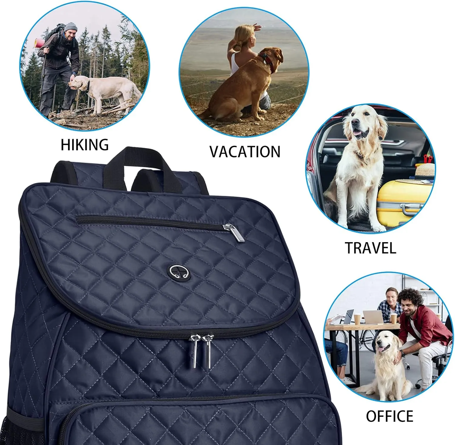 BAGLHER Dog Travel Bag,Airline Approved Pet Supplies Backpack, Dog Travel Backpack with 2 Silicone Collapsible Bowls and 2 Food Baskets.