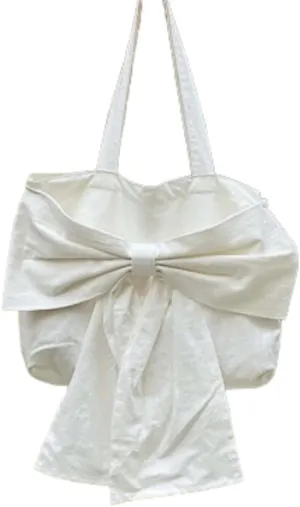 Ballerina Core Coquette Ribbon Bow Tote Bag Soft Canvas Knitted Tote Bag with Bow Cotton Canvas Shoulder Handbag for Women