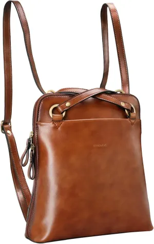 Banuce Fashion Stylish Small Leather Convertible Backpack Purse for Women Shoulder Bag Brown